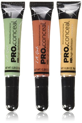 L.A. Girl Pro Conceal Set Orange, Yellow, Green Correctors, Pack of 3 (LAX-GC990+GC991+GC992-B) L.A. Girl