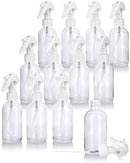 4 oz / 120 ml Clear Glass Boston Round Bottle with White Trigger Spray (12 pack) JUVITUS