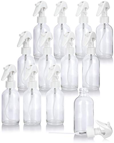 4 oz / 120 ml Clear Glass Boston Round Bottle with White Trigger Spray (12 pack) JUVITUS