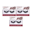 i-Envy 3 Pairs False Eyelashes Matte 3D Collection, Invisible Band, Soft & Matte Finish KISS
