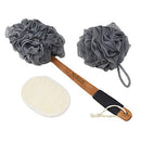 Nicer Concepts Exfoliating Loofah Back Scrubber and Loofah Set - Includes Loofah on a Stick, Extra Large Loofah Sponge, Face Scrubber - For Men and Women's Shower and Bath Use, Back and Body Nicer Concepts
