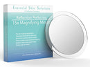 15X Magnifying Mirror – Use for Makeup Application - Tweezing – and Blackhead/Blemish Removal – 6 Inch Round Mirror with Three Suction Cups for Easy Mounting Essential Skin Solutions