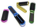 2 ALAZCO Folding Hair Brush With Mirror Compact Pocket Size Travel Car Gym Bag Purse Locker (2 Assorted Colors) ALAZCO