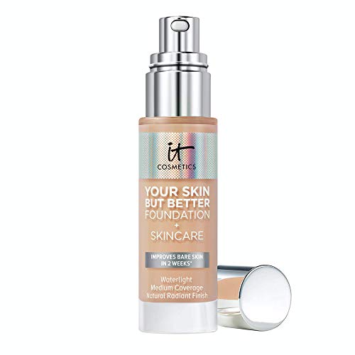IT Cosmetics Your Skin But Better Foundation + Skincare, Medium Cool 30 - Hydrating Coverage - Minimizes Pores & Imperfections, Natural Radiant Finish - With Hyaluronic Acid - 1.0 fl oz It Cosmetics