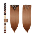 Clip In On Hair Extension 8pcs 18Clips 23" Straight Light Auburn Synthetic Heat Resistant Hairpieces Full Head Curly Straight For Women Girls(23" Straight, Light Auburn) S-noilite