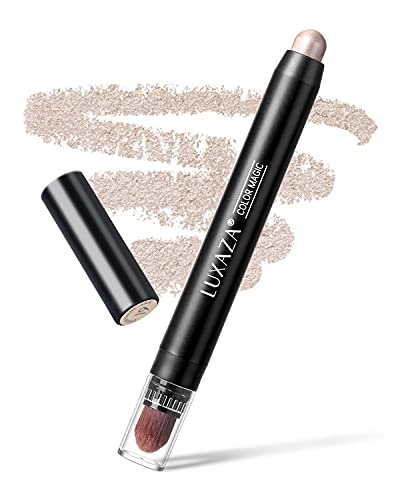 LUXAZA Eyeshadow Stick Cream Shimmer Creamy 2 in 1 Eyeshadow and Eyeliner Pen,Eye Brightener Stick,Highlighting Stick Eye Liner,Easy to Color Waterproof Eyeshadow Perncil Crayon 1Pcs,Champagne-silk LUXAZA