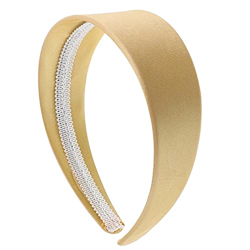 Champagne 2 Inch Wide Satin Hard Headband with No Teeth Head band for Women and Girls (Motique Accessories) Motique Accessories