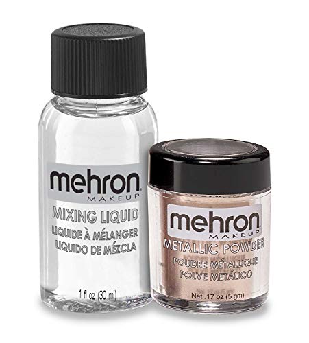 Mehron Makeup Metallic Powder (.17 oz) with Mixing Liquid (1 oz) (ROSE GOLD) Mehron