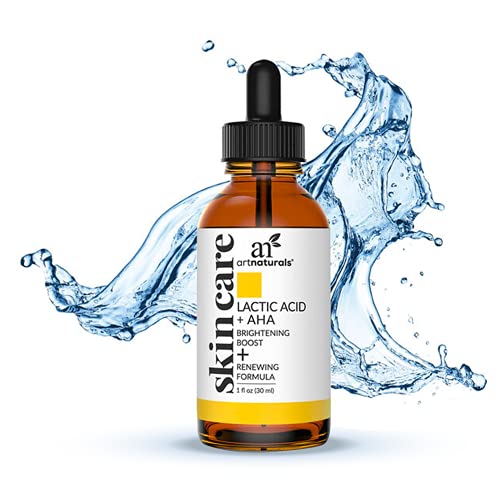 artnaturals Lactic Acid plus AHA Face Serum for Brightening Boost with Renewing Formula - Scars, Acne, Wrinkles - Exfoliates and Moisturizes the Skin - 1 oz. Artnaturals