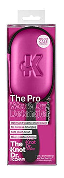 Conair The Knot Doctor Premium Pro Detangling Brush for Wet/Dry Hair with Storage Case, Pink, Black Conair