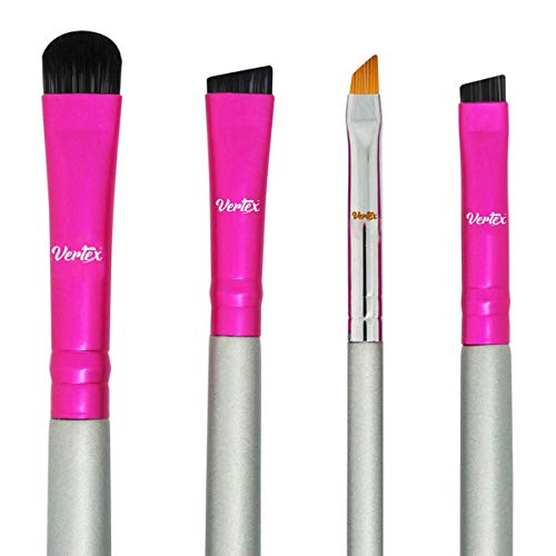 Eyebrow Brush Kit Thin Angled - Eye Brow Concealer Contour Brush to Shape and Conceal Eyes Duo Spoolie Brushes Firm Bristles Definer for Filling Pomade Gel | Defining Arches Winged Eyeliner Stencil Vertex
