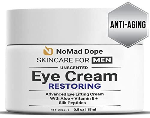 Anti Aging Eye Cream For Men - Mens Under Eye Cream - Dark Circles Under Eye Treatment For Men - Eye Balm Wrinkle Cream - To Reduce Puffiness, Under Eye Bags, Crows Feet - Natural & Organic USA 0.5oz NoMad Dope
