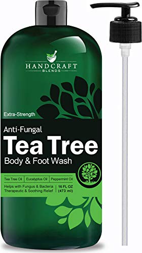 Handcraft Tea Tree Oil Body Wash 16 oz - Extra Strength Body Wash For Athletes Foot, Nail Fungus, Itchy Skin, Jock Itch, Acne and Eczema - Tea Tree Body Wash For Men & Women - Packaging May Vary Handcraft Blends