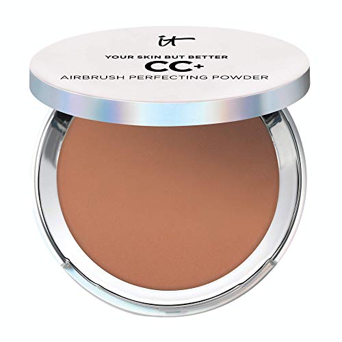 IT Cosmetics Your Skin But Better CC+ Airbrush Perfecting Powder - Deep (N) - Camouflage Pores, Dark Spots & Imperfections - With Peptides, Silk, Niacin & Hydrolyzed Collagen - 0.33 oz It Cosmetics