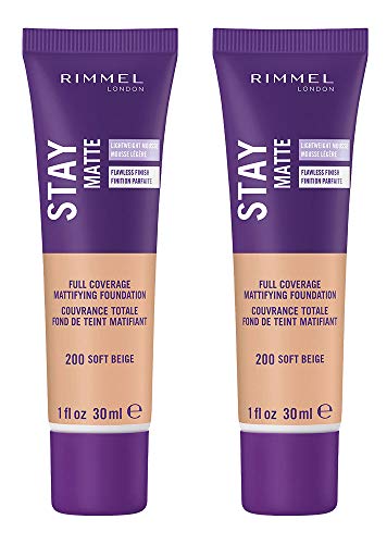 Rimmel Stay Matte Liquid Foundation, Soft Beige, 1 Fl Oz, Pack of 2 Rimmel Store