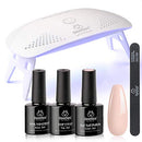 Beetles Nude Gel Nail Polish Kit with UV LED Light and Base Gel Top Coat Starter Kit, Soak Off Popular Nude Gel Polish Set with Nail Lamp Nail File for DIY Home Manicure Gift for Women beetles Gel Polish