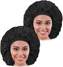 2PCS Large Satin Bonnet,Silk Bonnet With Elastic Soft Band, Big Bonnet For Women Hair Care,Jumbo Bonnet For all Long Hair CACASO