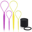 Topsy Tail Hair Tools,TsMADDTs 4 Pcs Hair Braiding Tool Topsy Tail Loop French Braid Loop Tool Topsy Tail Kit with 10pcs Hair Ties, 2 Colors TsMADDTs
