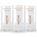 Native Deodorant | Natural Deodorant for Women and Men, Aluminum Free with Baking Soda, Probiotics, Coconut Oil and Shea Butter | Coconut & Vanilla - Pack of 3 Native