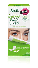 Nad's Eyebrow Wax Strips - Facial Hair Removal for Women - Eyebrow Wax Kit with 6 Eyebrow Waxing Strips + 6 Calming Oil Wipes + 2g Skin Protection Powder, 1 Count Nad's
