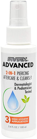 Studex Advanced Piercing Aftercare & Cleanser 3.4oz | Hypochlorous Acid Solution for Pierced Ears | Gentle Aftercare for Sensitive Skin | First Earring Cleaner | Essential Piercing Health Studex