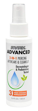 Studex Advanced Piercing Aftercare & Cleanser 3.4oz | Hypochlorous Acid Solution for Pierced Ears | Gentle Aftercare for Sensitive Skin | First Earring Cleaner | Essential Piercing Health Studex