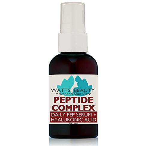 Watts Beauty Peptide Anti-Aging Face Serum - Hyaluronic Acid and Collagen Boosting Daily Face Care Polypeptide Complex with L-Arginine Firms Wrinkles and Boosts Collagen in 2 oz Pump Bottle Watts Beauty