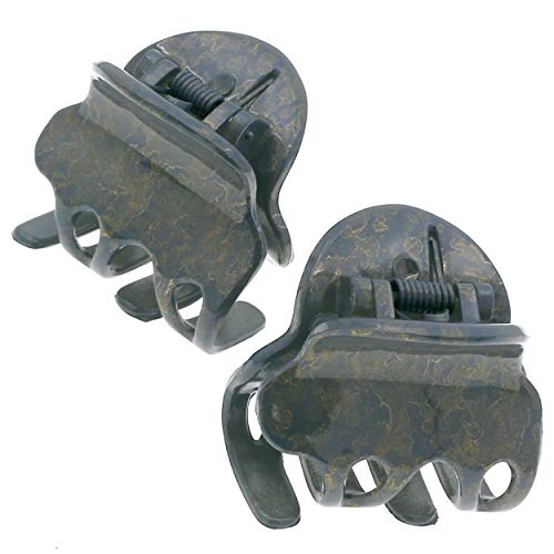 Camila Paris CP3087 French Hair Clip for Women, Set of 2 Small Gray Girls Hair Claw Clips Fashion Durable Hair Accessories for Women, Luxury Ladies Strong Hold No Slip Grip Clamp, Made in France Camila