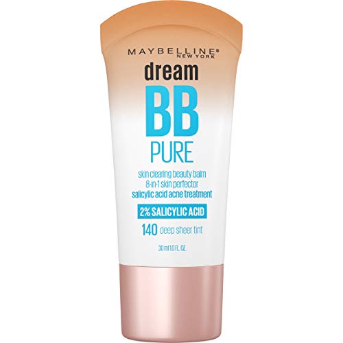 Maybelline Dream Pure Skin Clearing BB Cream, 8-in-1 Skin Perfecting Beauty Balm With 2% Salicylic Acid, Sheer Tint Coverage, Oil-Free, Deep, 1 Fl Oz Maybelline New York