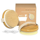 Metene 2 Pack Bamboo Dry Body Brushes, Shower Brush Wet and Dry Brushing, Dry brush for Cellulite and Lymphatic, Body Scrubber with Soft and Stiff Bristles, Suitable for All Kinds of Skin Metene