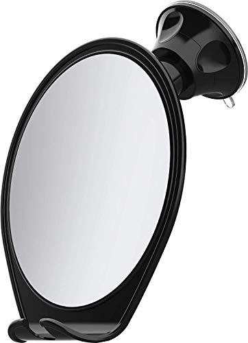HoneyBull Shower Mirror Fogless for Shaving - with Suction, Razor Holder for Shower & Swivel, Mirrors, Shower Accessories, Bathroom Mirror, Bathroom Accessories, Holds Razors for Men (Black) HONEYBULL
