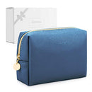 Gonex Small Makeup Bag for Purse, Water-Resistant PU Vegan Leather Travel Cosmetic Pouch with Christmas Gift Box, Portable Toiletry Bag for Women Girls Daily Storage Organizer Royal Blue Gonex