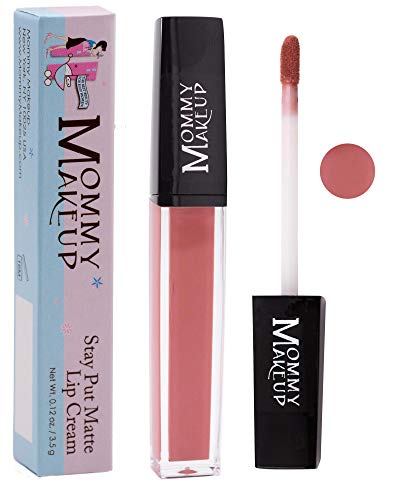 Stay Put Matte Lip Cream | Kiss-Proof/Mask-Proof Matte Lipstick - a heather mauve with shimmer [Rosebud] Mommy Makeup