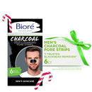 Bioré Men's Skincare Charcoal Deep Cleansing Pore Strips, Nose Strips for Blackhead Removal on Oily Skin, with Natural Charcoal for Instant Blackhead Removal and Pore Unclogging, 6 Count Bioré