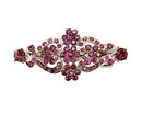 Faship Purple Rhinestone Crystal Floral Double Hearts Hair Barrette Clip Faship