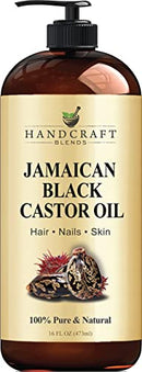 Handcraft Jamaican Black Castor Oil for Hair Growth, Eyelashes and Eyebrows - 100% Pure and Natural Carrier Oil & Body Oil - Use As Aromatherapy Carrier Oil, Moisturizing Massage Oil - 16 fl. oz Handcraft Blends