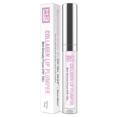 M3 Naturals Collagen Lip Plumper Clinically Proven Natural Lip Enhancer for Fuller Softer Lips Increased Elasticity Reduce Fine Lines Hydrating Plump Gloss Lipstick Primer 4 ml (Pink) M3 Naturals