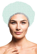 Reusable Nylon Shower Cap & Bath Cap, Reversible Oversized Waterproof Shower Caps Large Designed for all Hair Lengths w Terry Lining & Elastic Band Stretch Hem Hair Hat - Socialite Mint To Be Betty Dain