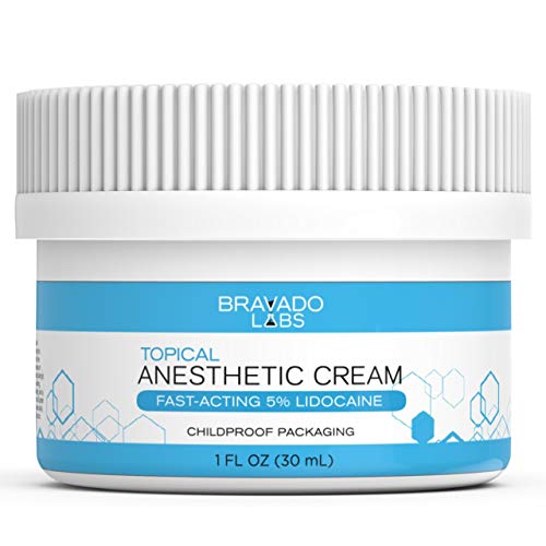 Bravado Labs Lidocaine Numbing Cream - Topical Anesthetic Cream - Best Skin Numbing Cream for Tattoos, Laser Hair Removal, Microneedling, Waxing - 5% Lidocaine Maximum Strength Formula (1oz) Bravado Labs