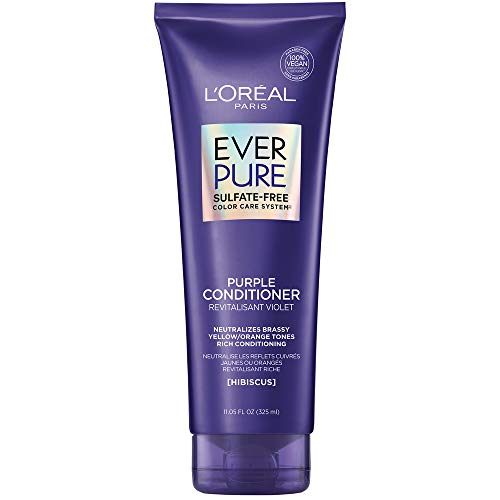 L'Oreal Paris EverPure Sulfate Free Brass Toning Purple Conditioner for Blonde, Bleached, Silver, or Brown Highlighted Hair, 11 Fl; Oz (Packaging May Vary) L'Oreal Paris