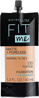 Maybelline New York Fit Me Matte + Poreless Liquid Foundation, Pouch Format, 330 Toffee, 1.3 Ounce Maybelline New York