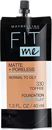 Maybelline New York Fit Me Matte + Poreless Liquid Foundation, Pouch Format, 330 Toffee, 1.3 Ounce Maybelline New York