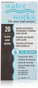 Water Works Water Activated Permanent Powder Hair Color for Men and Women, 20 Black Water Works