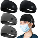 Headbands with Button for Mask, Wide Nurses Headbands Non Slip Elastic Ear Protection for Women Men Doctors Sweatband Head Wrap ABAMERICA Store