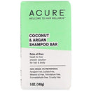 Acure Coconut & Argan Shampoo Bar, 100% Vegan, Performance Driven Body & Hair Care, All-In-One shower Solution, Palm Oil Free, 5 Oz Acure