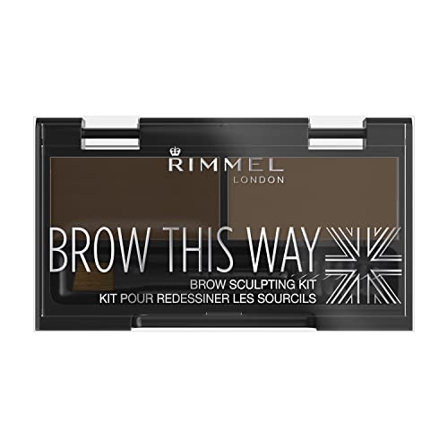 Rimmel Brow This Way Sculpting Kit, Dark Brown, Powder 0.04 oz., Wax 0.03 oz., Brow Sculpting & Styling Kit with Eyebrow Wax & Setting Powder Rimmel