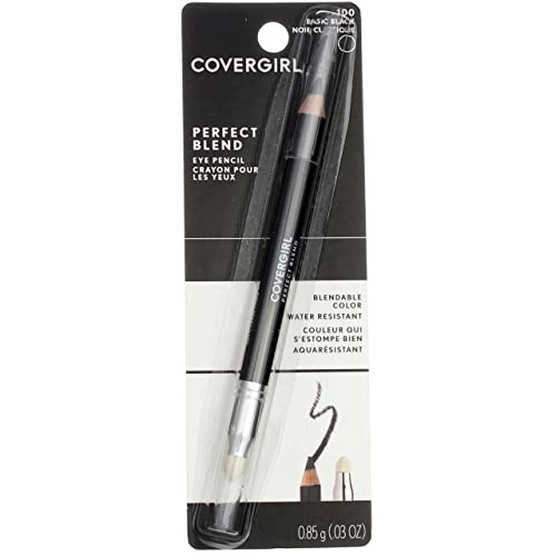 CoverGirl Perfect Blend Eye Pencil, Basic Black [100], 0.03 oz (Pack of 5) COVERGIRL