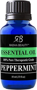 Radha Beauty Peppermint Essential Oil 10ml - 100% Pure & Therapeutic Grade, Steam Distilled for Aromatherapy, Fresh Minty Scent, Mental Focus, Headaches, Congestion Radha Beauty