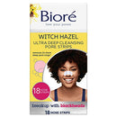 Bioré Witch Hazel Ultra Cleansing Pore Strips, Nose Strips, Clears Pores up to 2x More than Original Pore Strips, 18 Count, features C-Bond Technology, Oil-Free, Non-Comedogenic Use Bioré