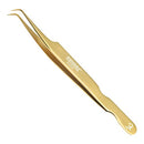 Professional Lash Golden Tweezers for Eyelash Extension Hand Crafted Japanese Stainless Steel Precision Tweezers (90° Angular Tip.) metaleks